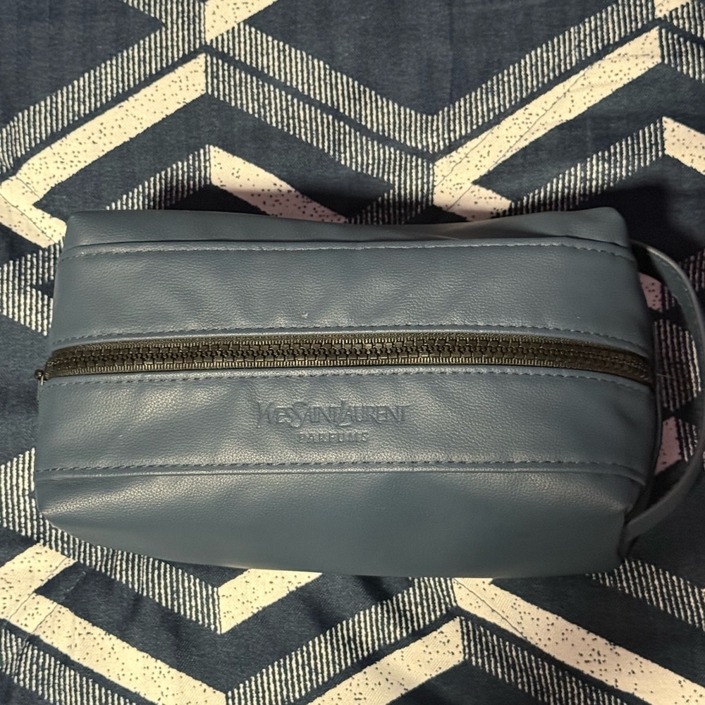 Yves Saint Laurent Dusty Blue Leather Toiletry Kit